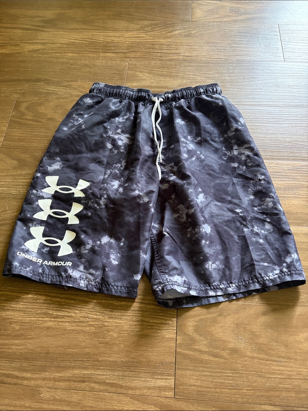 Under Armour Black & Gray Tie-Dye Swim Shorts